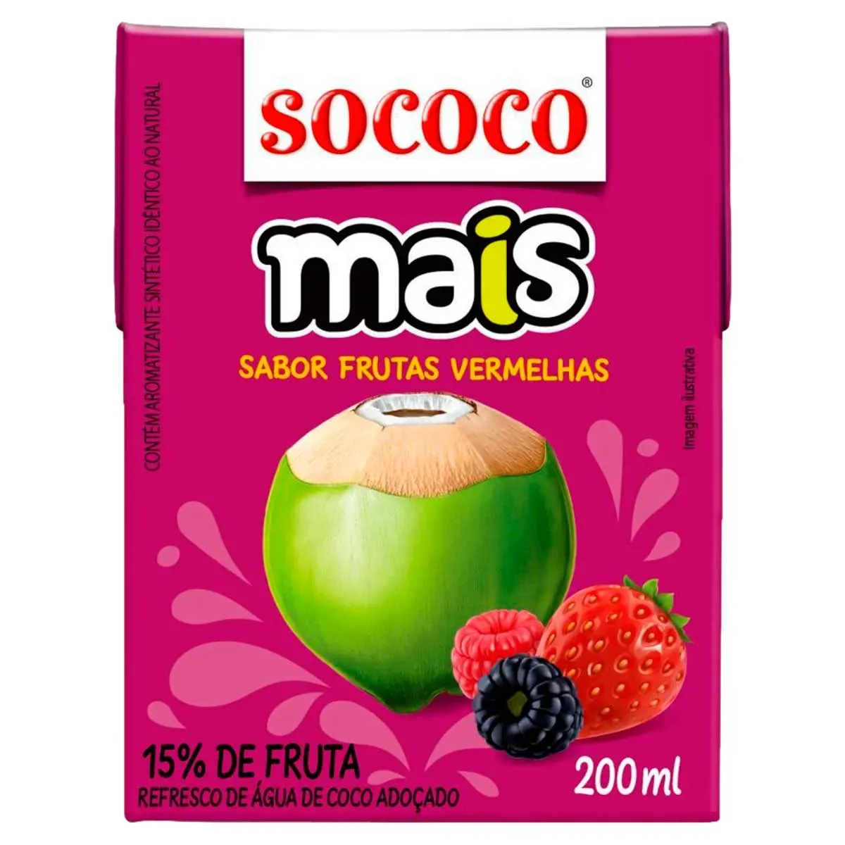 Refresco Água Coco Adoçado Frutas Vermelhas 200ML