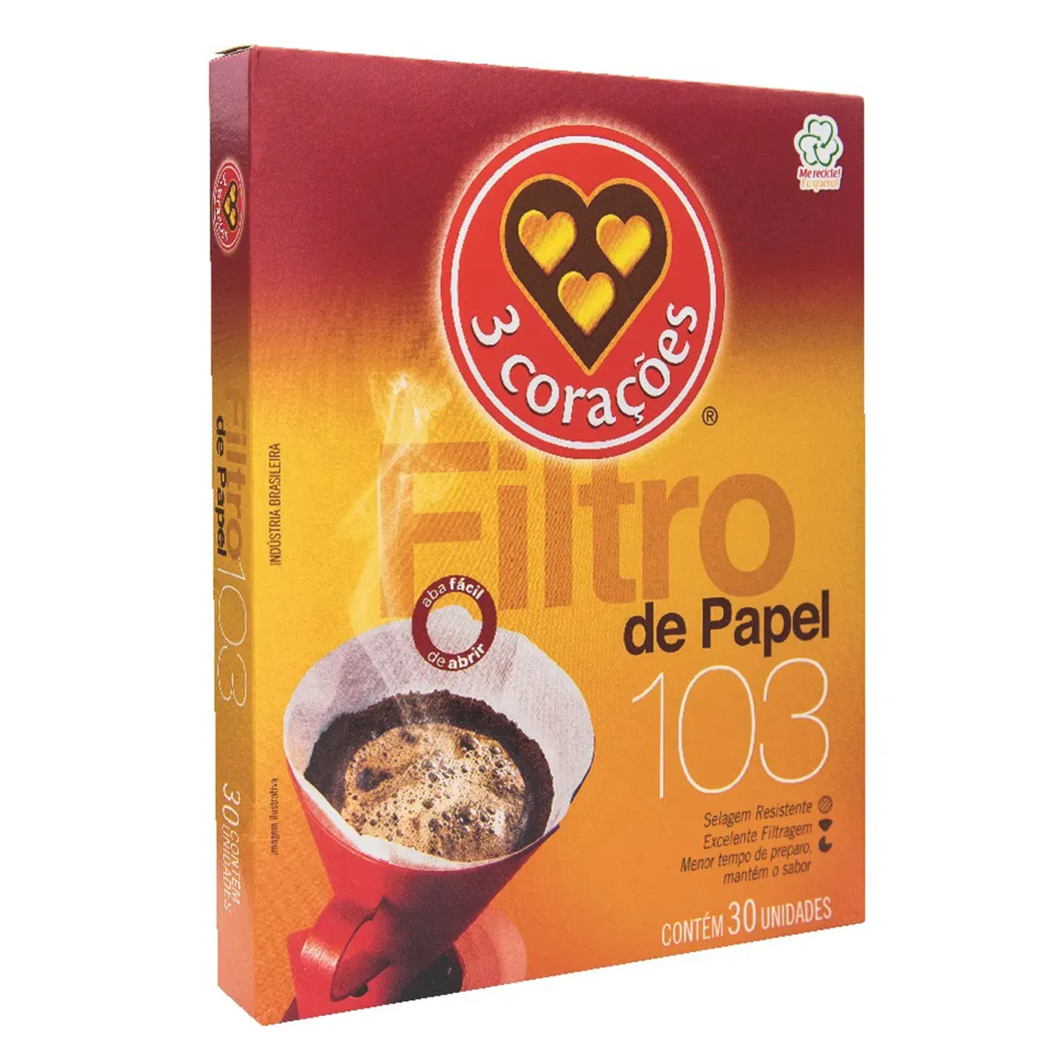 Filtro Descartável de Café 103 3 Corações 30UN