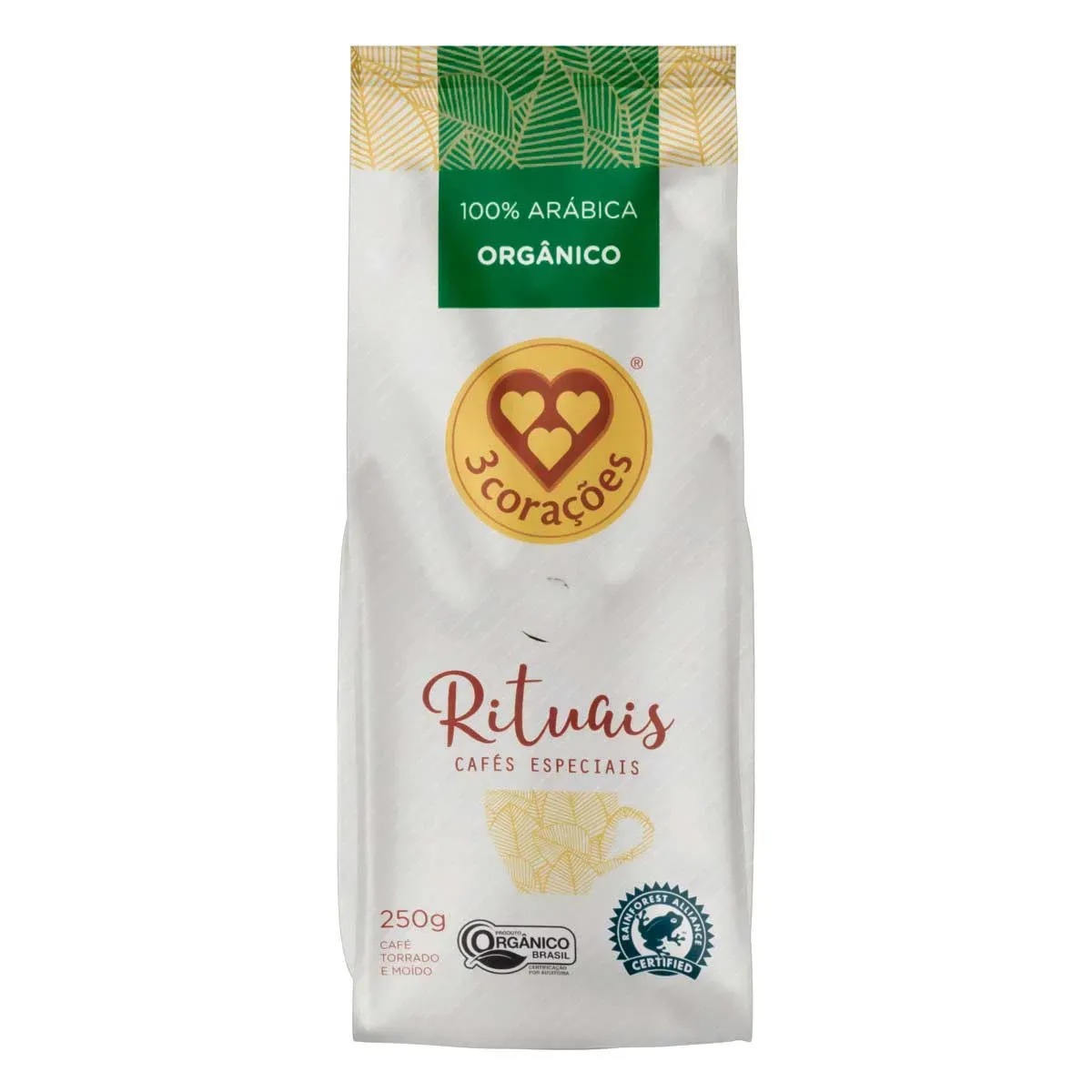 Café Torrado Moído Orgânico 3 Corações 250G