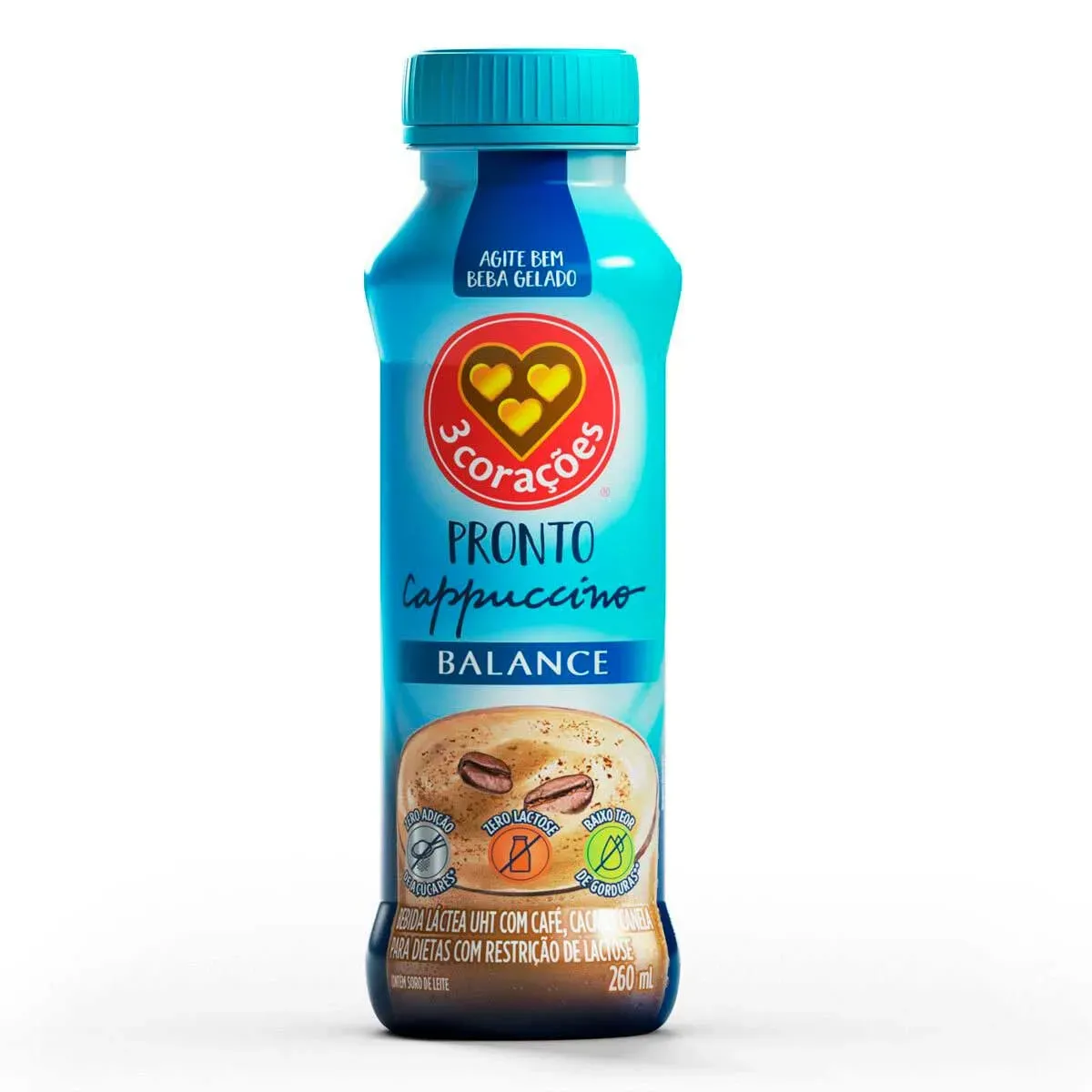 Bebida Láctea Cappuccino Zero 3 Corações 260ML
