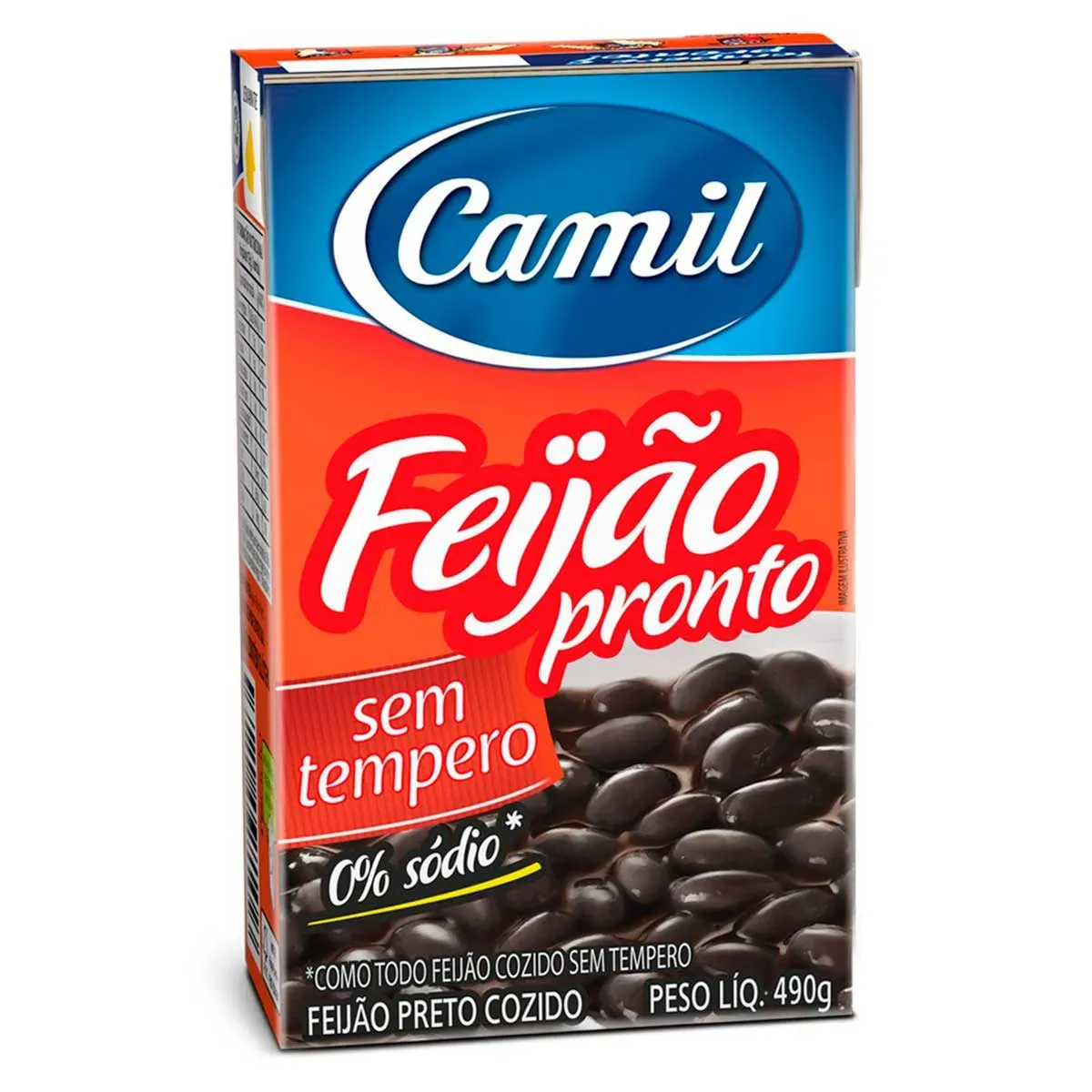 Feijão Preto Pronto Sem Tempero Camil 490G