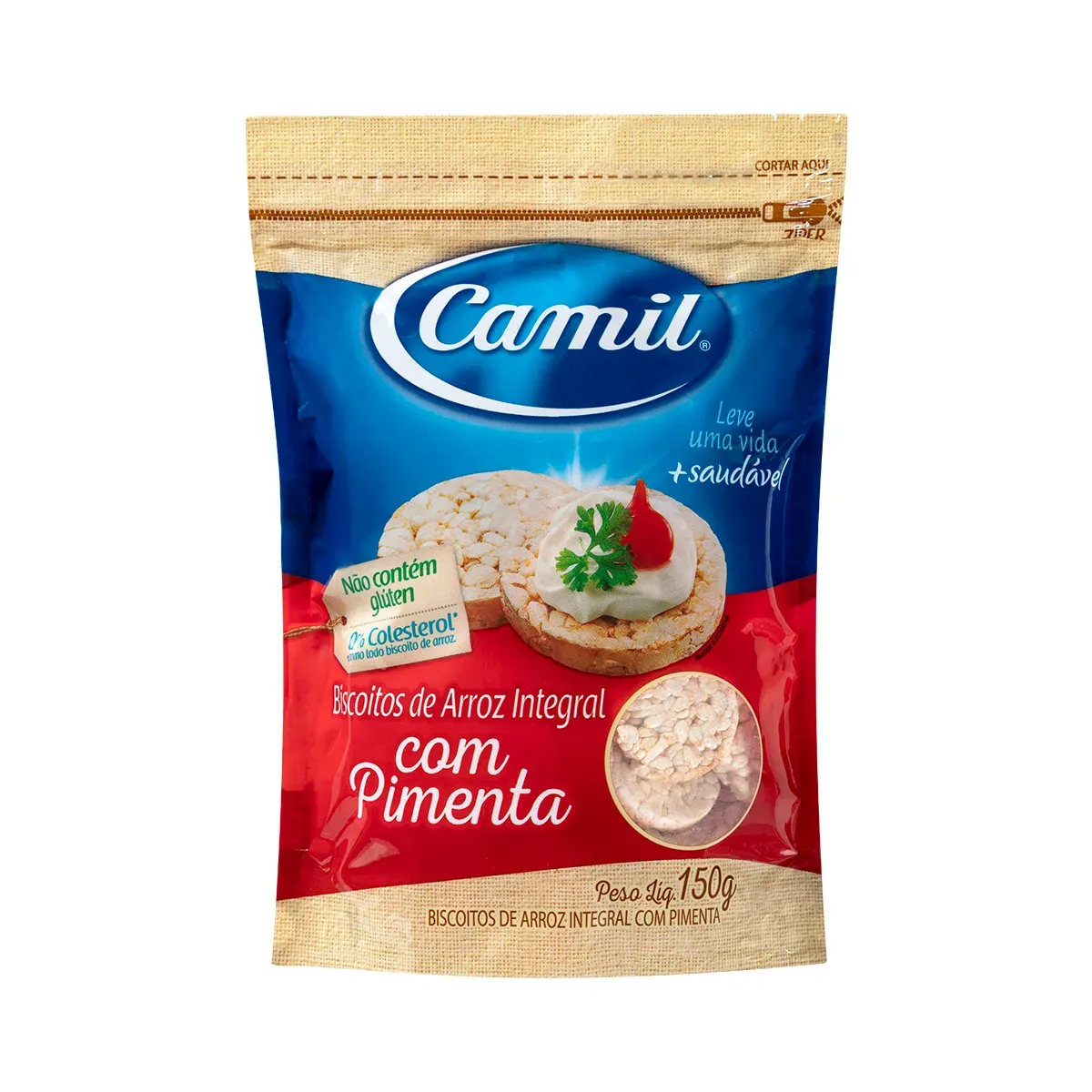 Biscoito Arroz Salgado Pimenta com Camil 150G