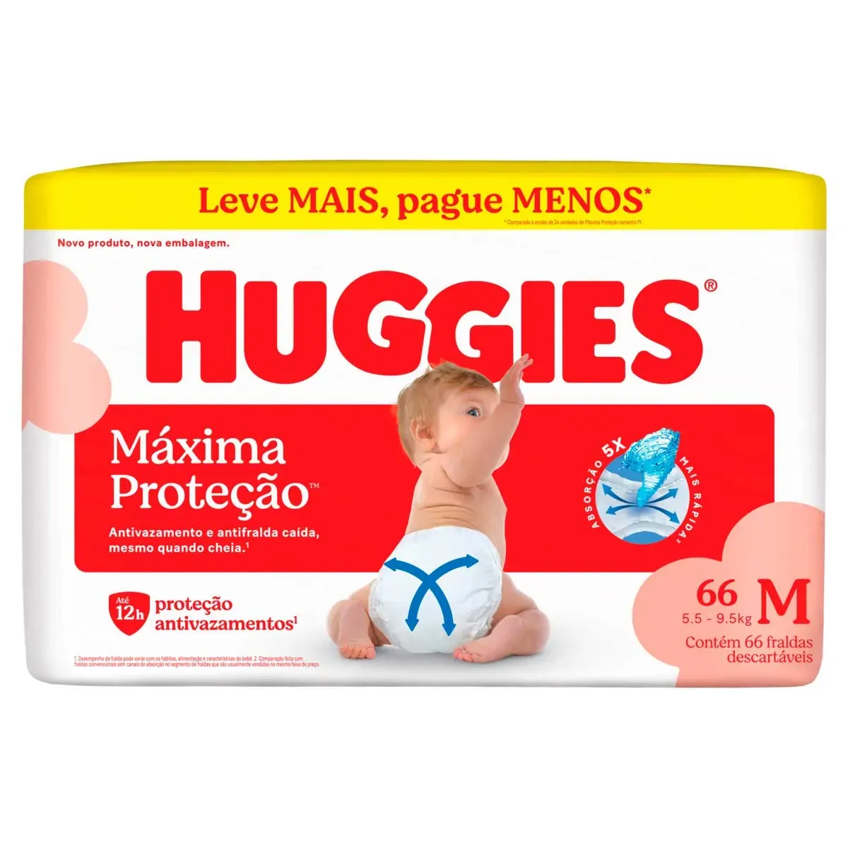 Fralda Descartável Infantil Huggies 9,5KG 66UN