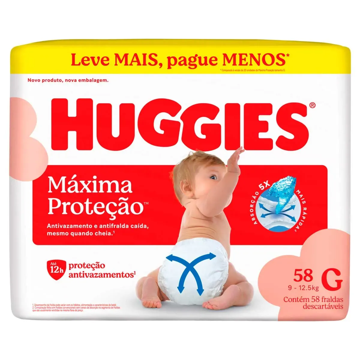 Fralda Descartável Infantil Huggies 12,5KG 58UN
