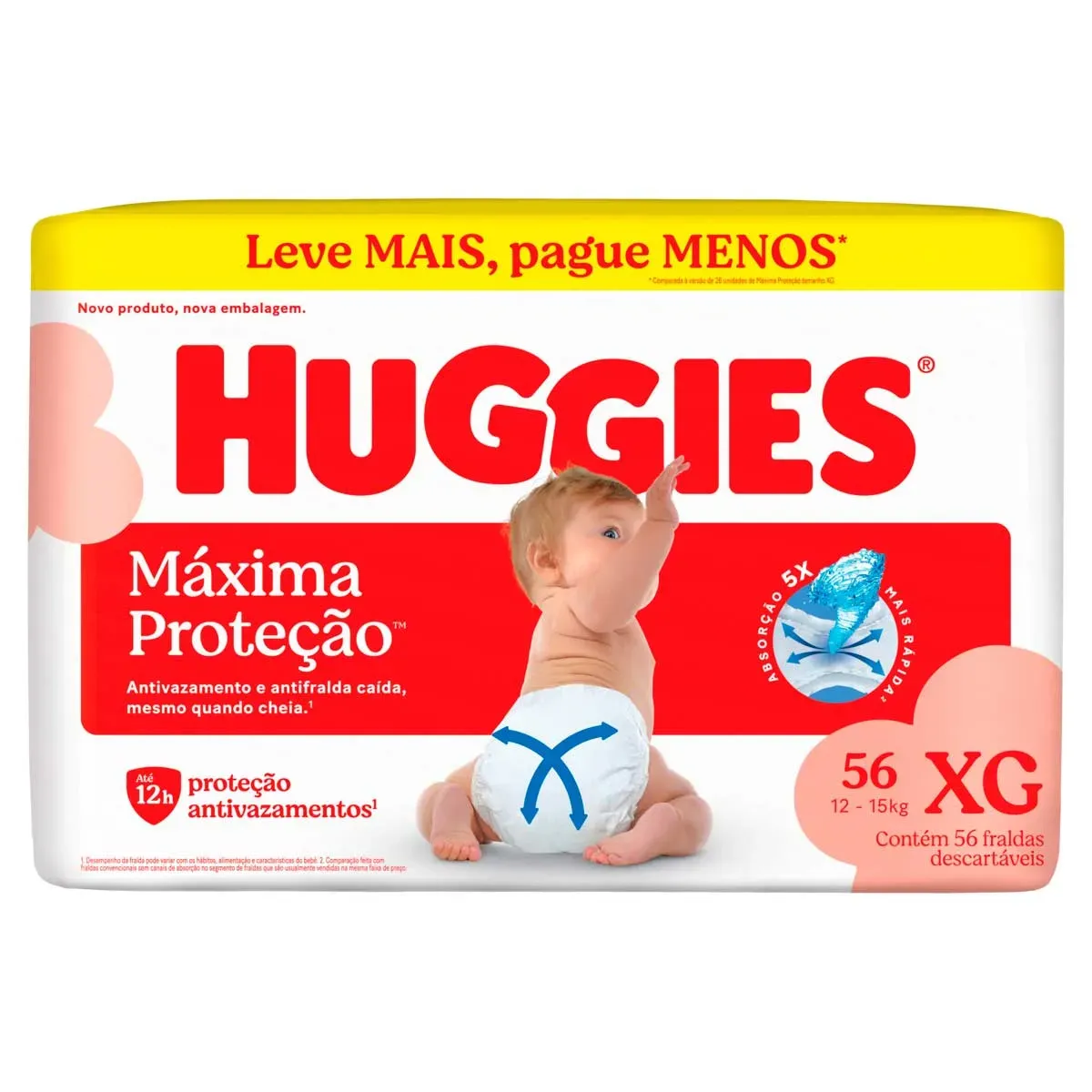 Fralda Descartável Infantil Huggies 15KG 56UN