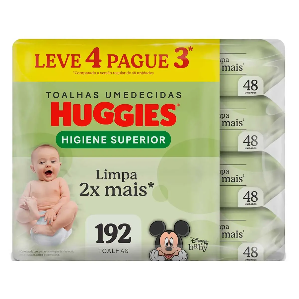 Lenços Higiene Superior Limpam 2x 4 x Huggies 48UN