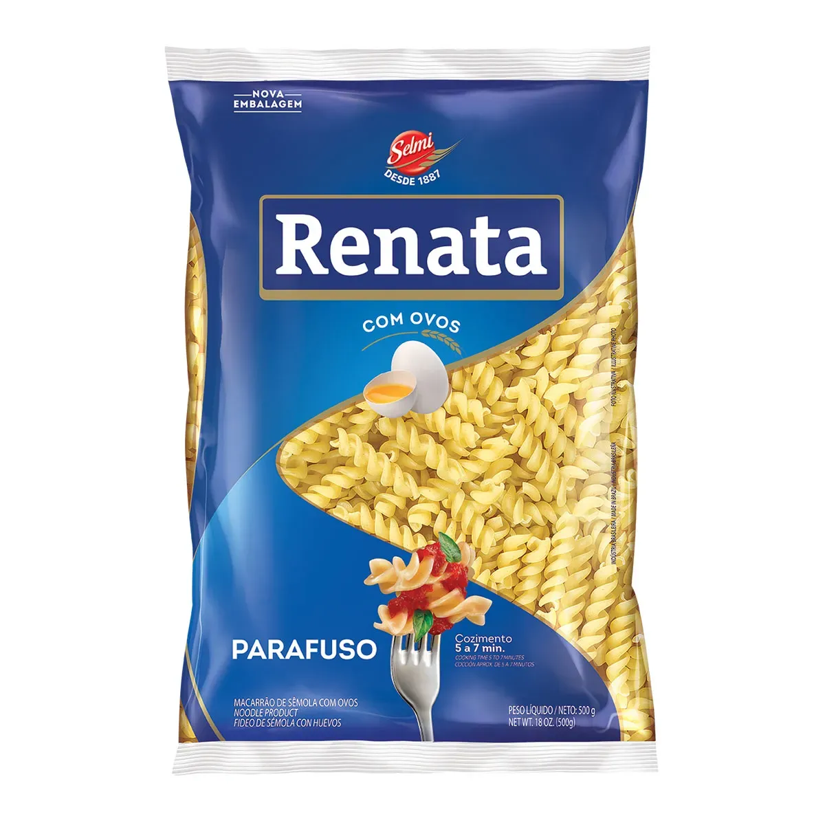 Macarrão Parafuso com Ovos Renata 500G