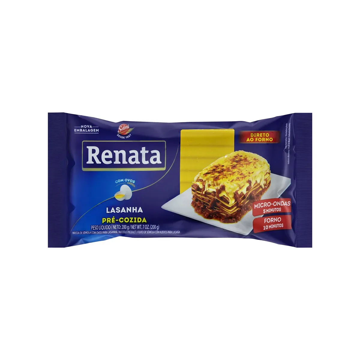 Massa para Lasanha Pré-Cozida com Ovos Renata 200G