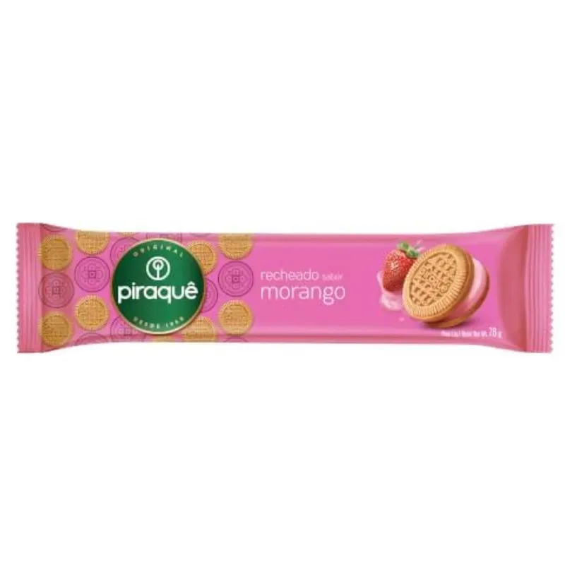 Biscoito Recheado Morango Piraquê 76G