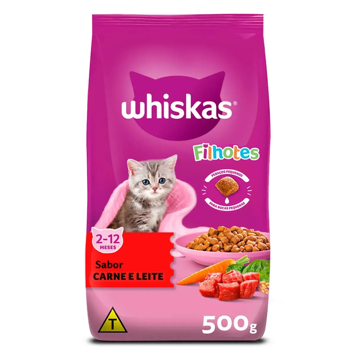 Ração Carne Leite Gatos Filhotes Whiskas 500G