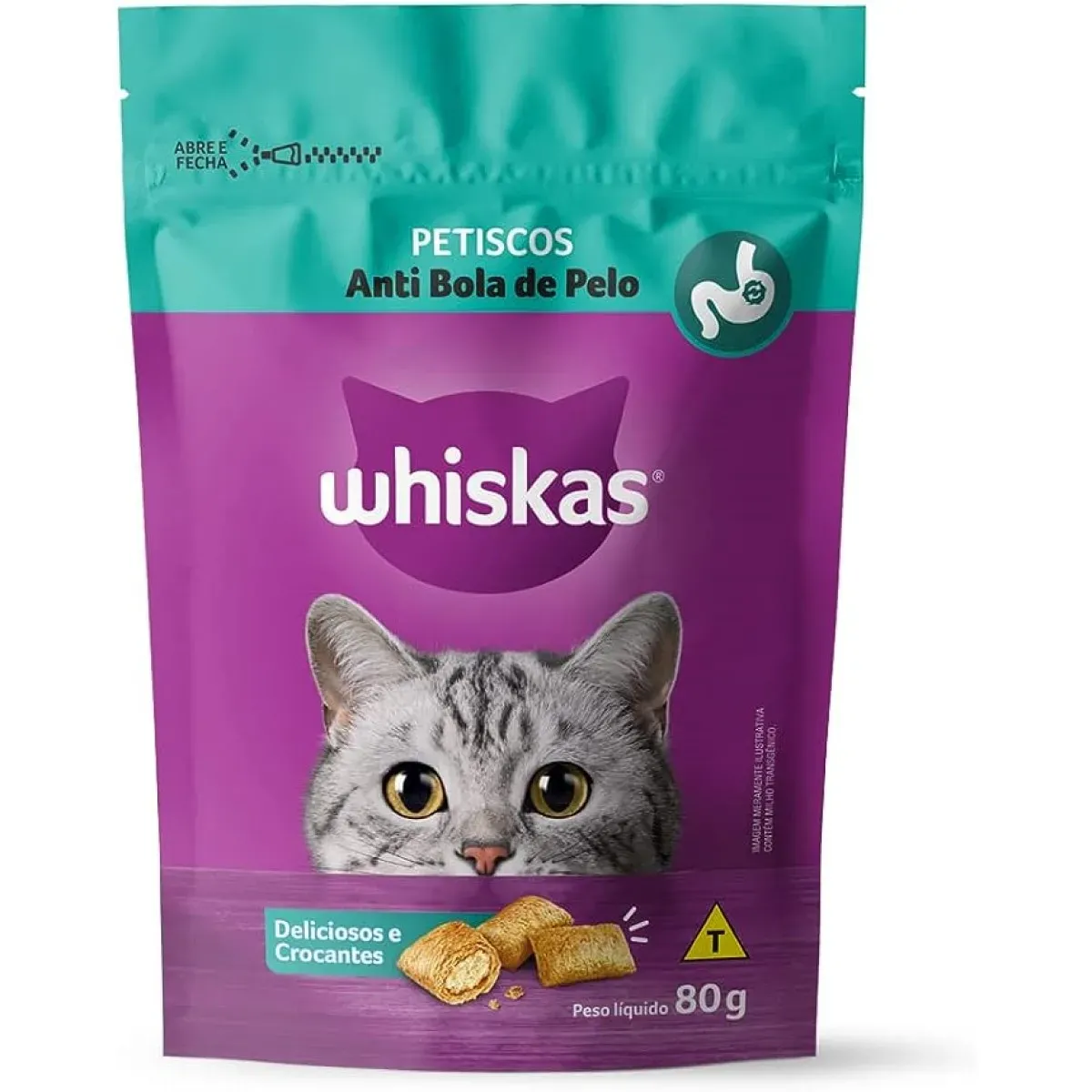 Petisco Temptations Anti Bola de Pelo Whiskas 80G