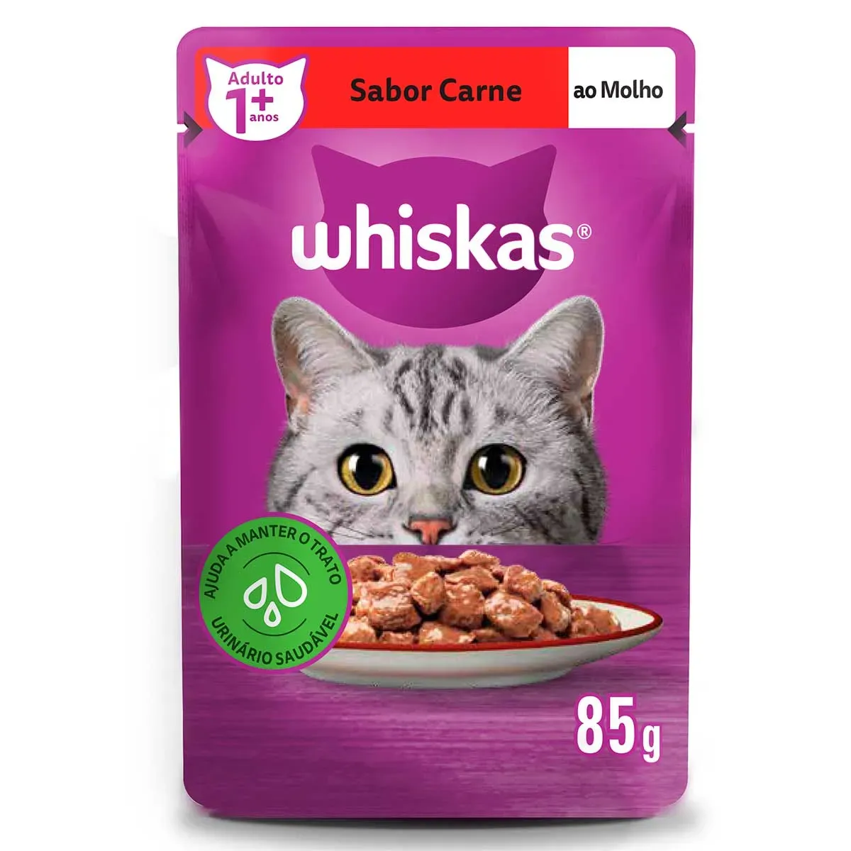 Ração Úmida Carne ao Molho Whiskas 85G