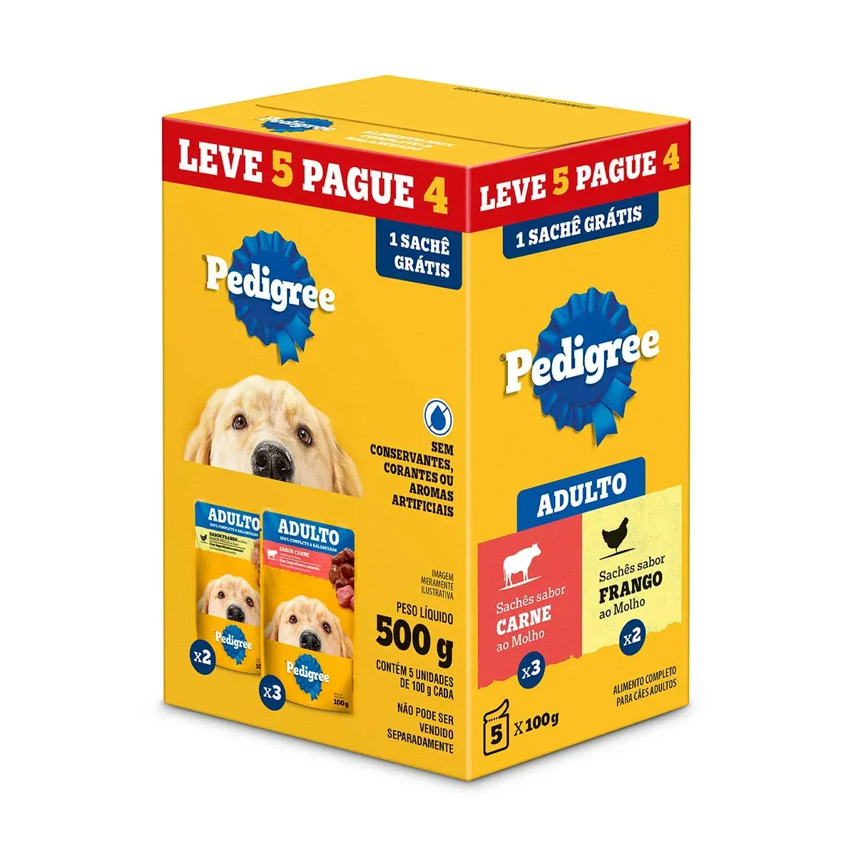 Ração Úmida Cães Carne Frango Pack Pedigree 5UN