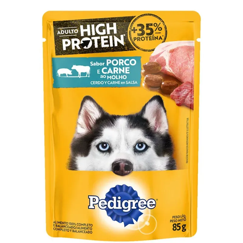 Cão High Protein Porco Carne Molho Pedigree 85G
