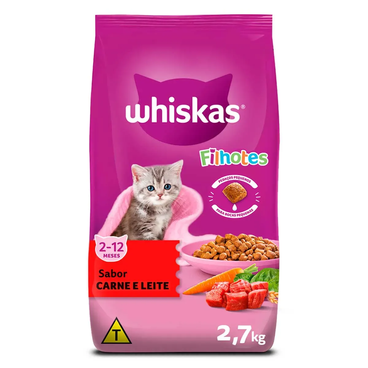 Ração Whiskas Carne Leite Gatos Filhotes 2,7KG