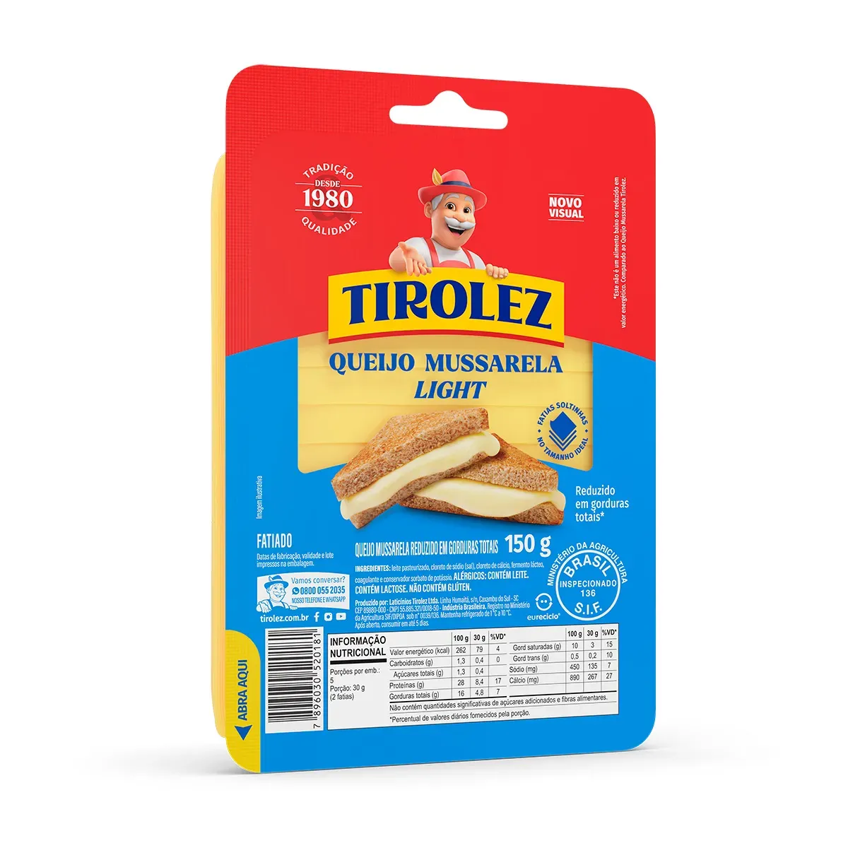 Queijo Muçarela Fatiada Light Tirolez 150G