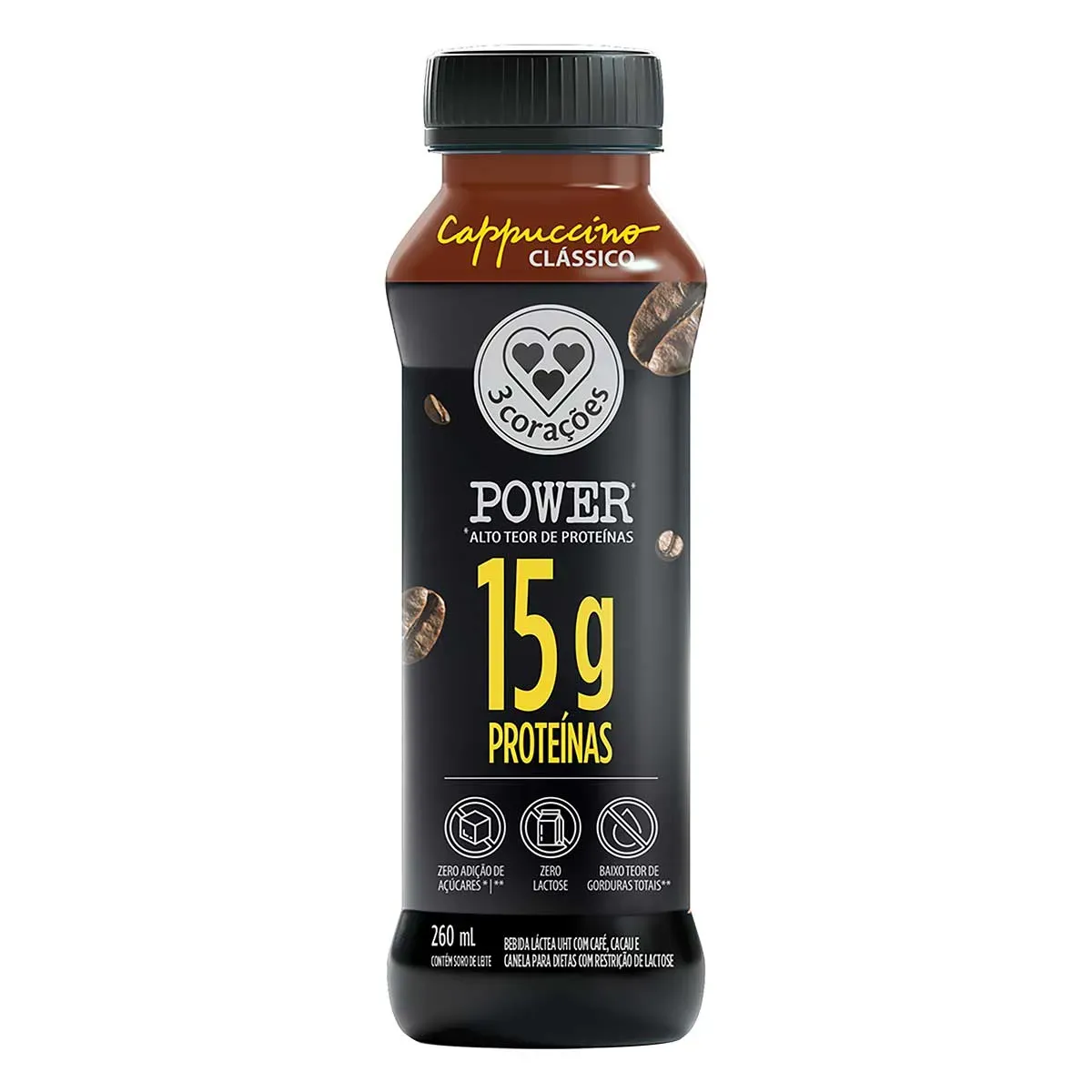 Bebida Láctea Cappuccino Power 3 Corações 260ML