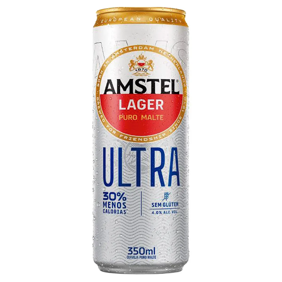 Cerveja Lager Puro Malte sem Glúten Amstel 350ML