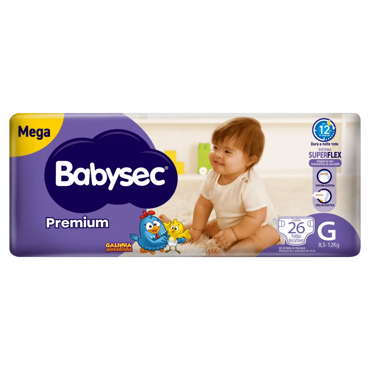 Fralda Babysec Galinha Pintadinha G 26UN