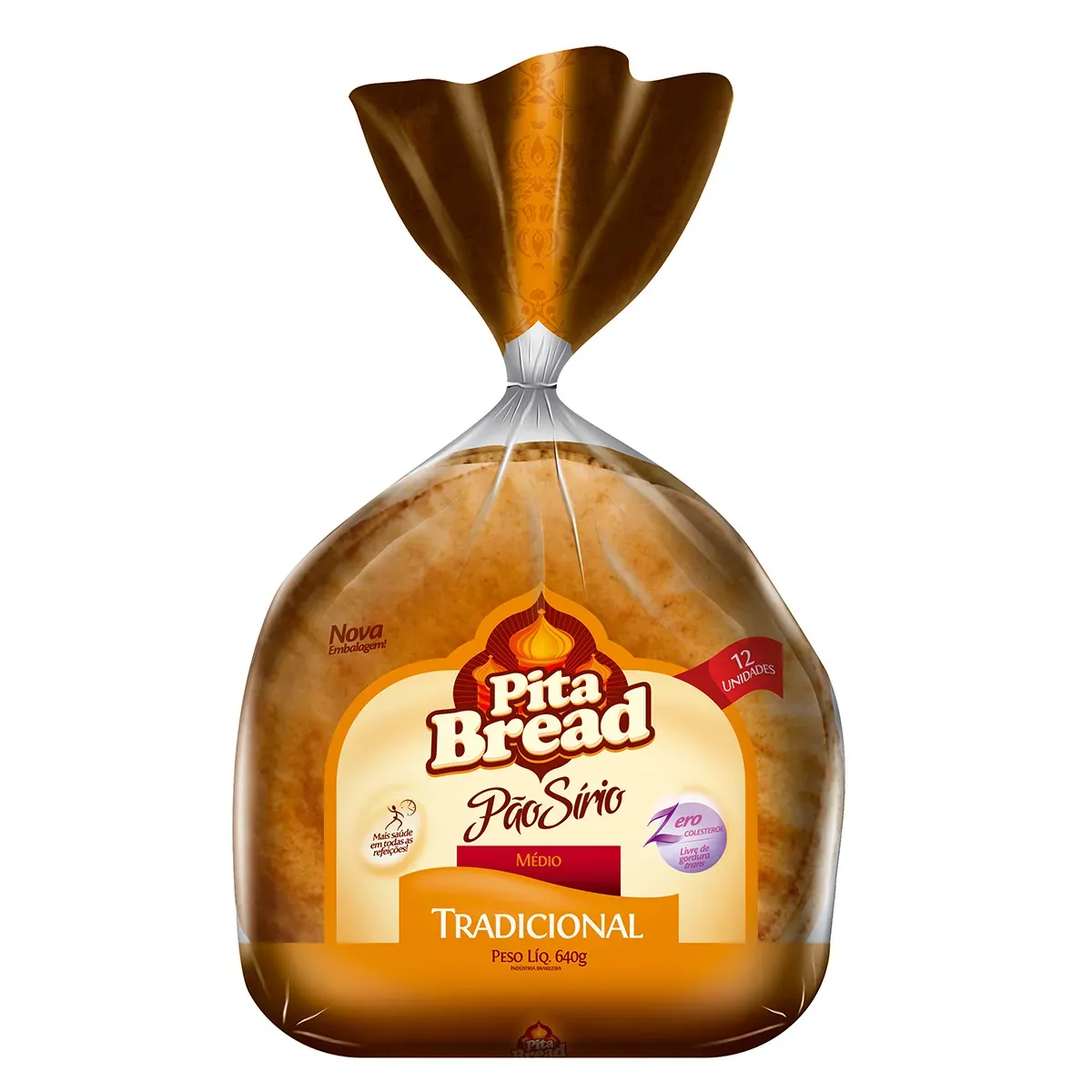 Pão Sírio Médio Pita Bread 640G 12UN