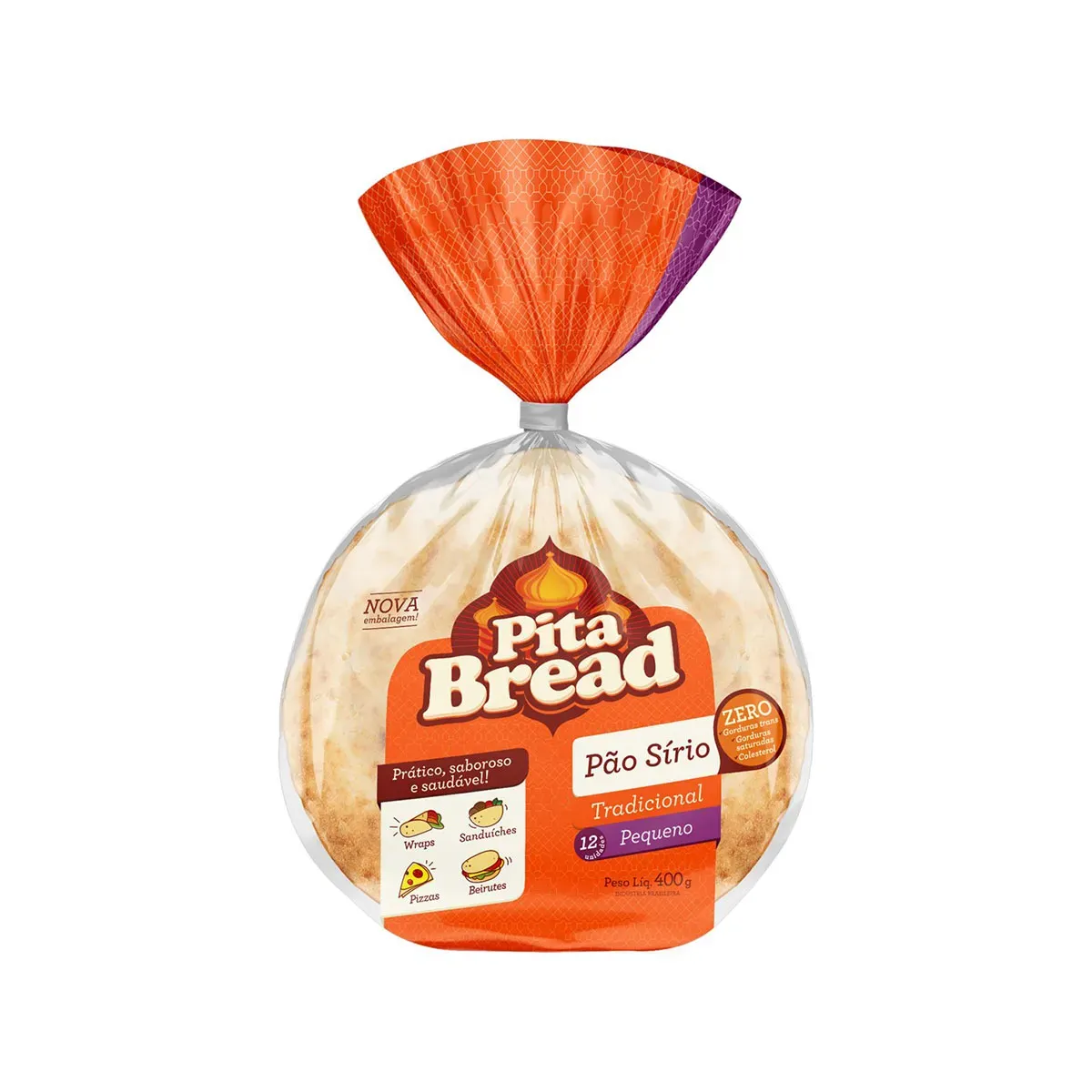 Pão Sírio Pequeno Pita Bread 400G 12UN