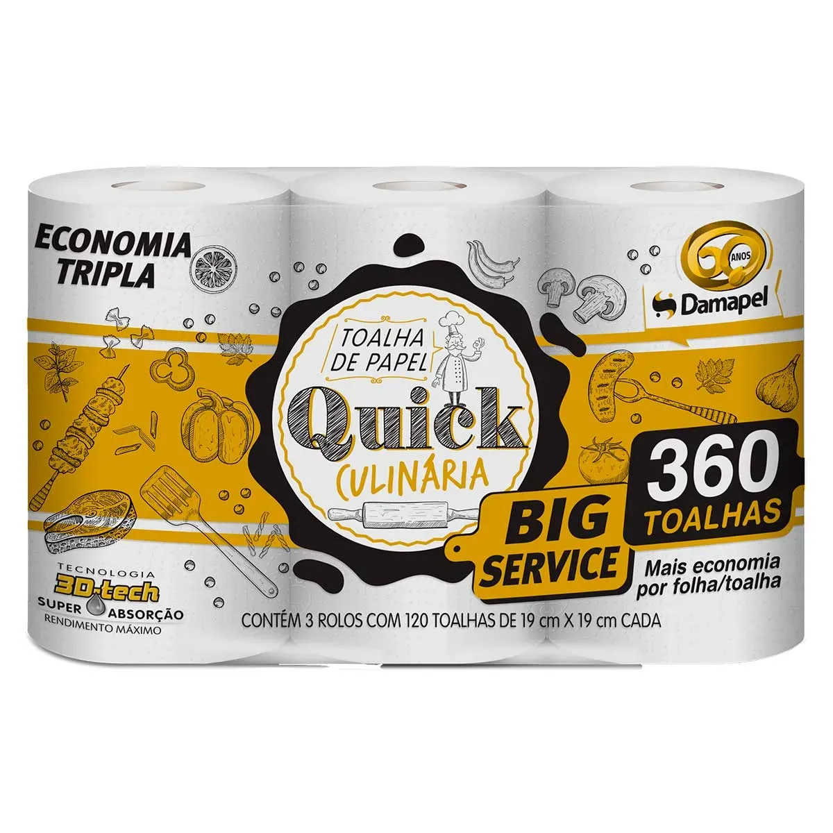 Papel Toalha Folha Dupla Quick 3UN