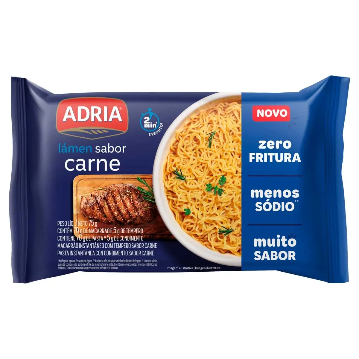 Macarrão Instantâneo Lámen Carne Zero Adria 75G