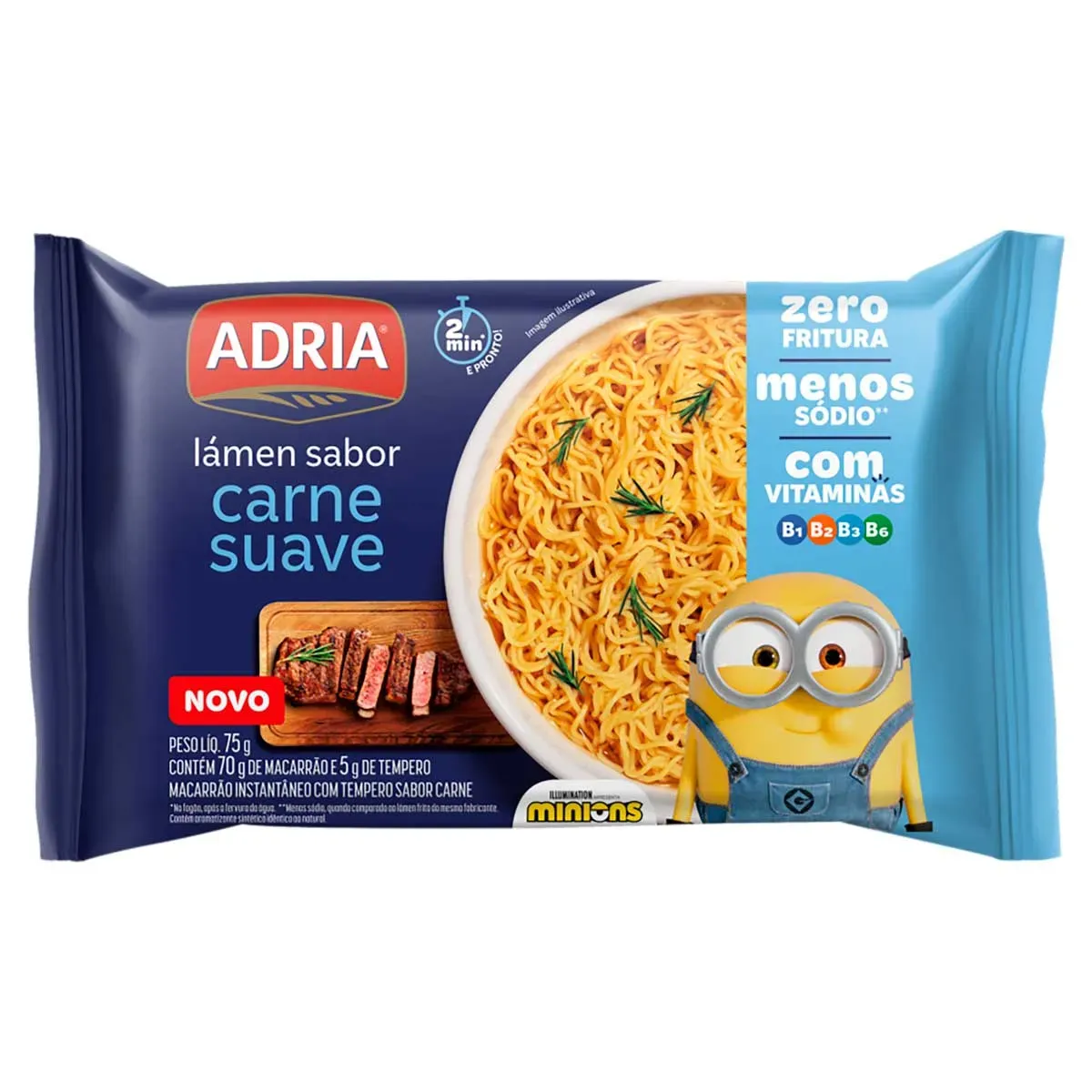 Macarrão Instantâneo Lámen Carne Suave Adria 75G