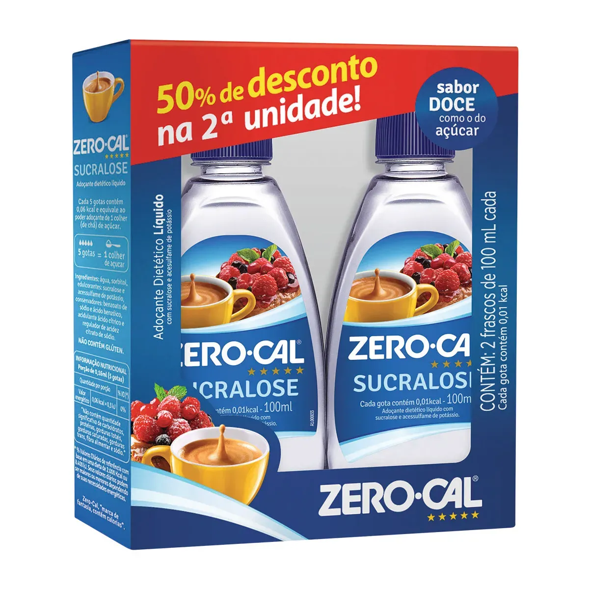 Adoçante Líquido Sucralose Zero Cal 2UN