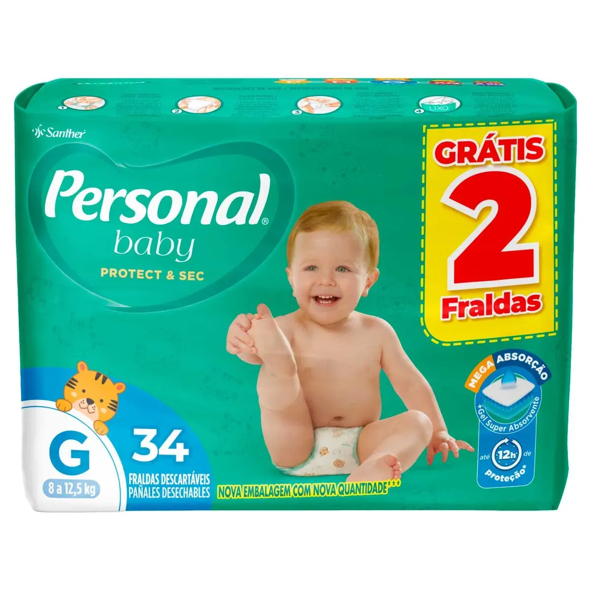 Fralda Descartável Infantil Baby Personal 34UN