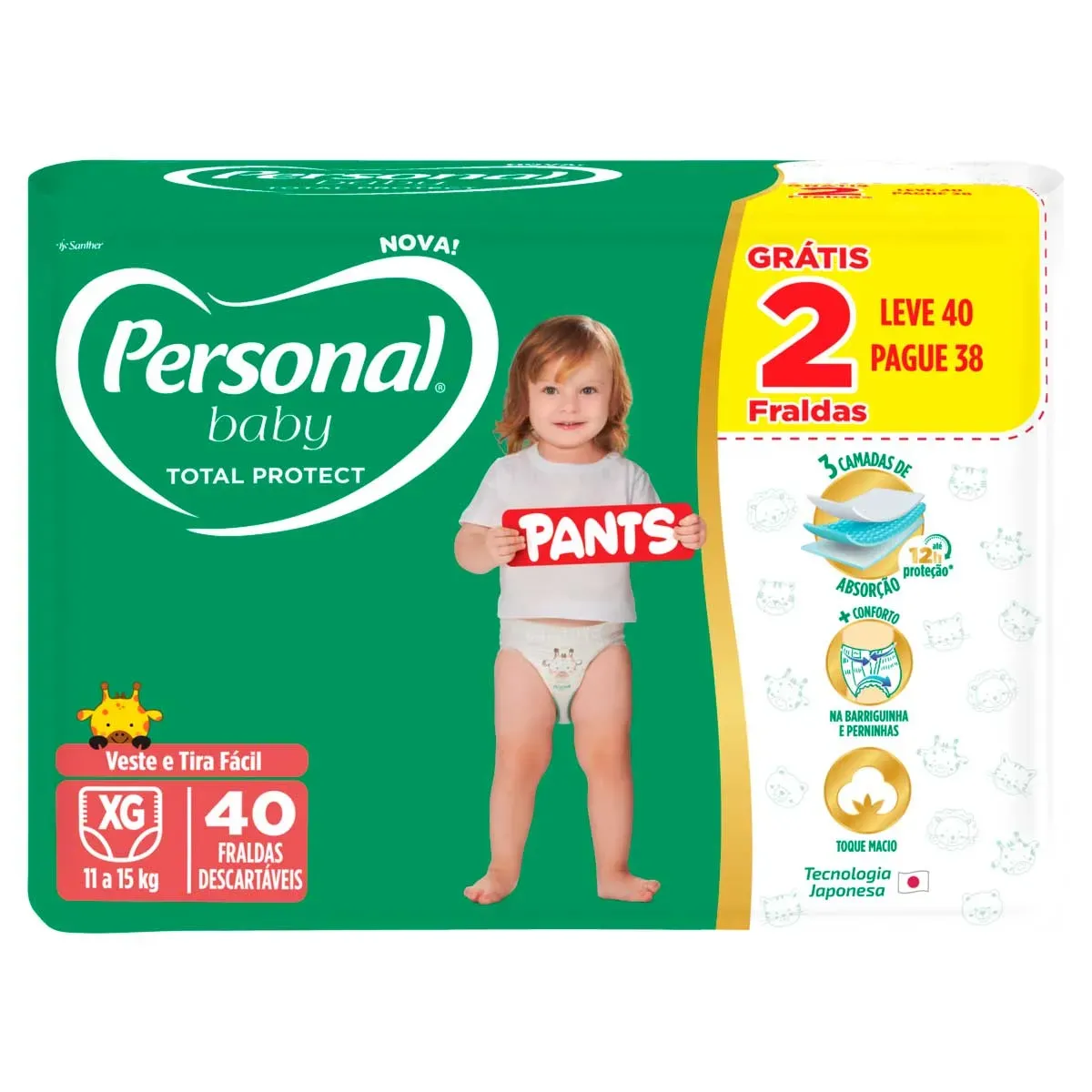 Fralda Descartável Pants Baby Total Personal 38UN