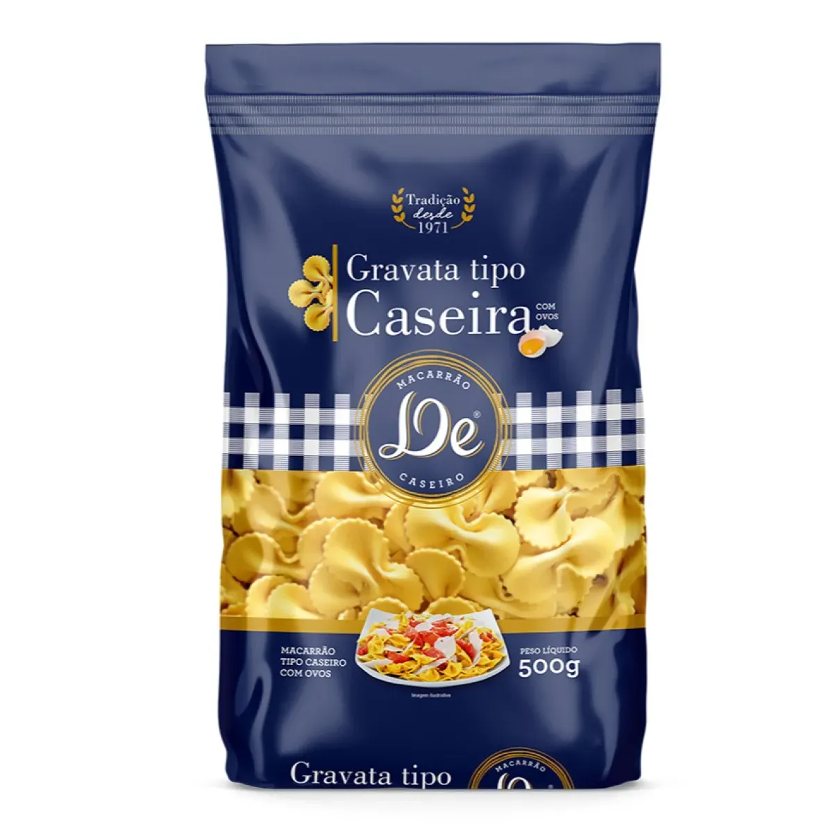 Macarrão Caseiro com Ovos Gravata Massas 500G