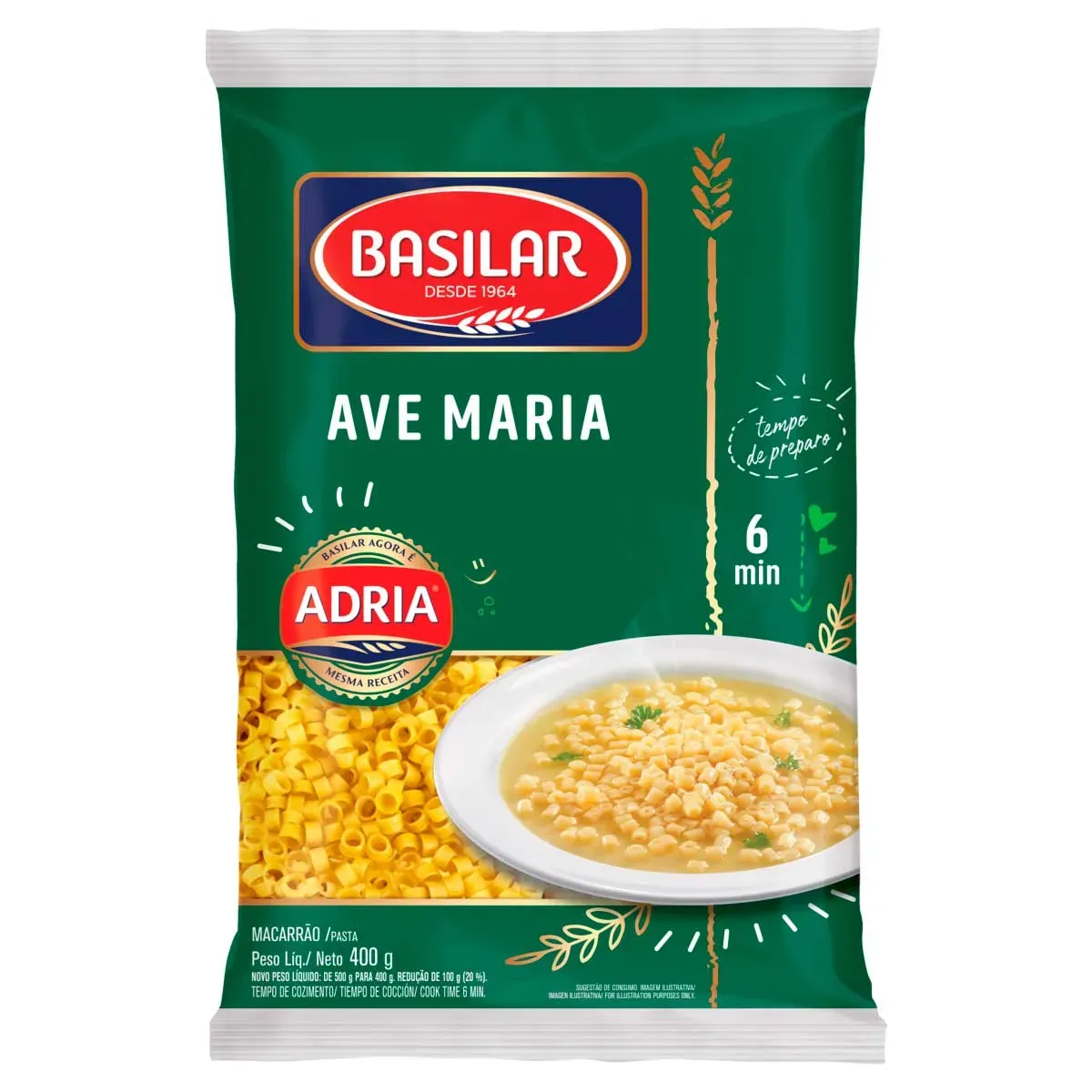 Macarrão Semolado Ave Maria Basilar 400G