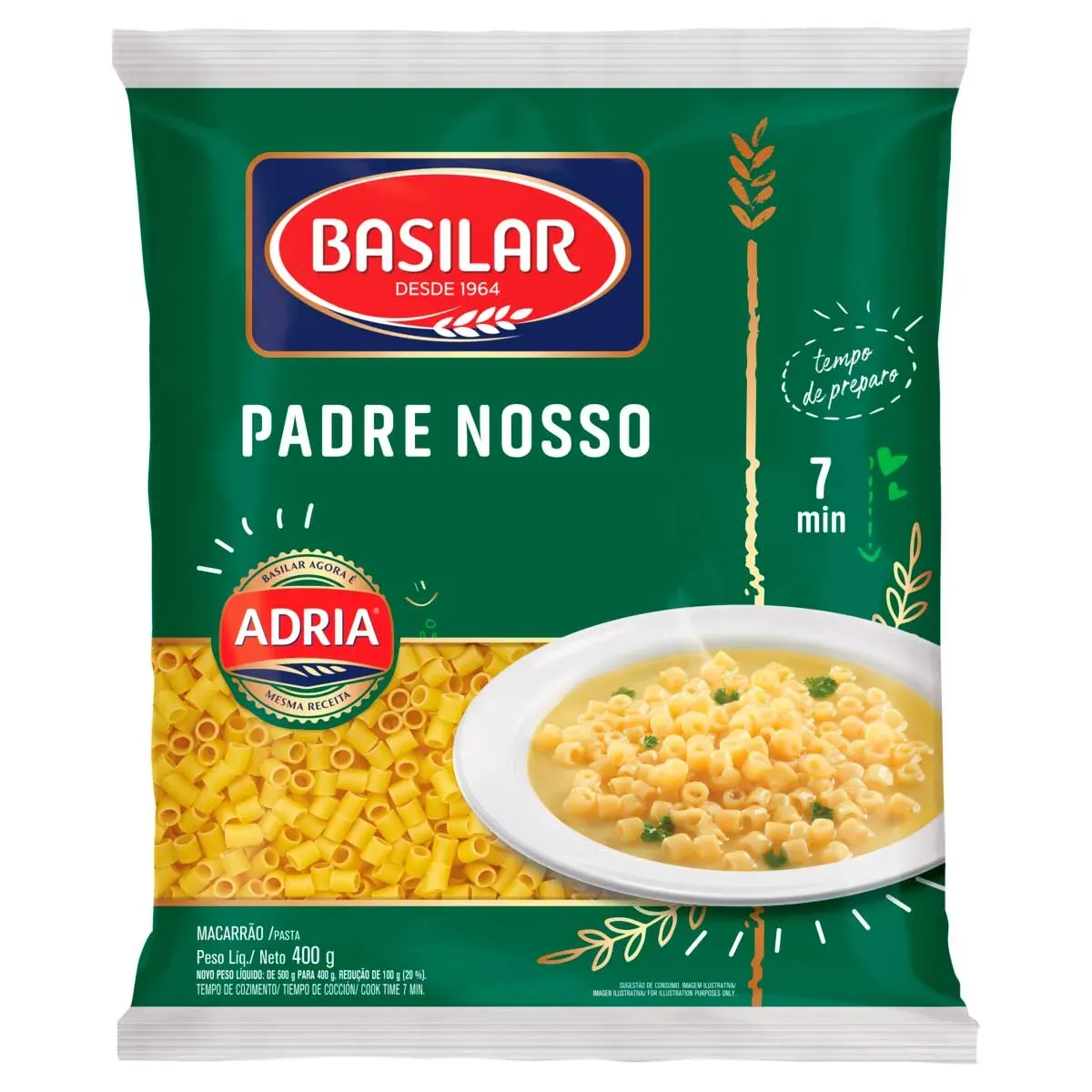 Macarrão Semolado Padre Nosso Basilar 400G