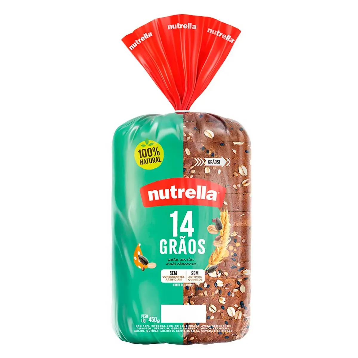 Pão Integral 14 Grãos Nutrella 450G