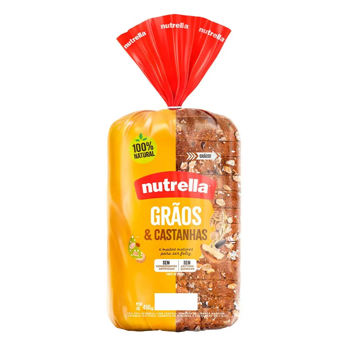 Pão Integral Grãos & Castanhas Nutrella 450G