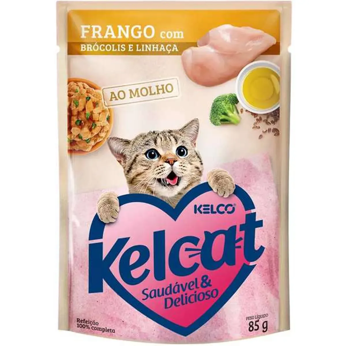 Ração Úmida Frango Brócolis e Linhaça Kelcat 85G