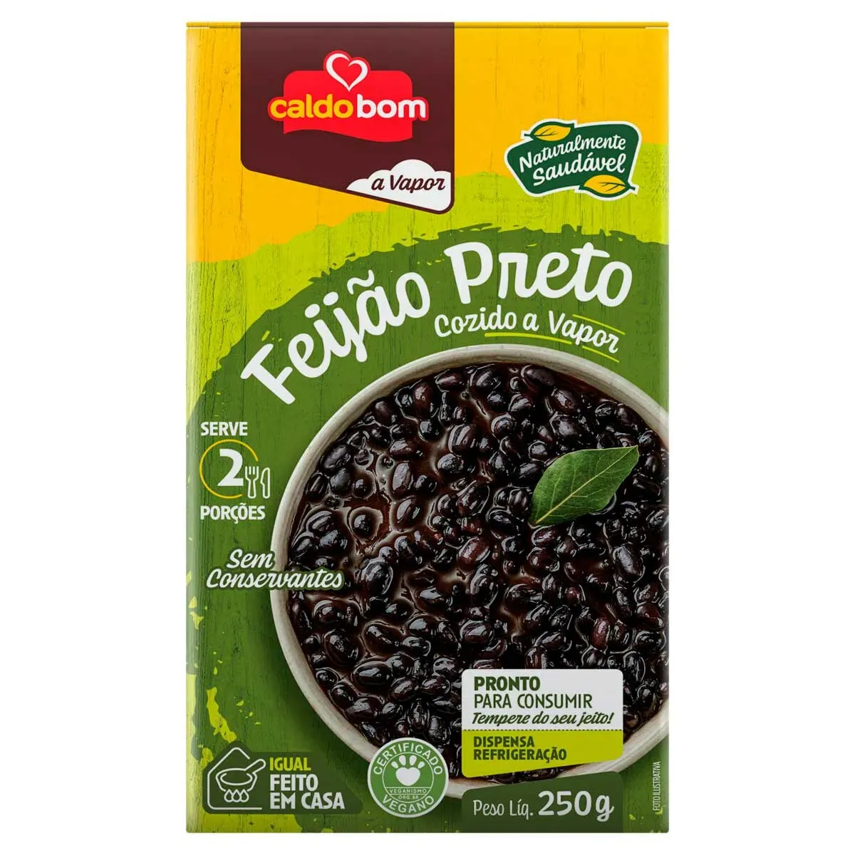 Feijão Preto Cozido no Vapor Caldo Bom 250G