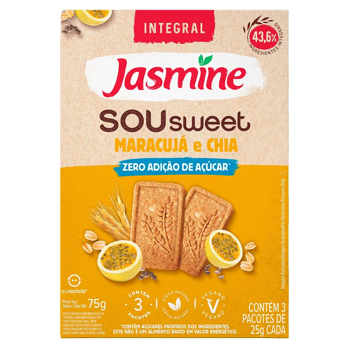 Biscoito Maracujá e Chia Sou Sweet Jasmine 75G