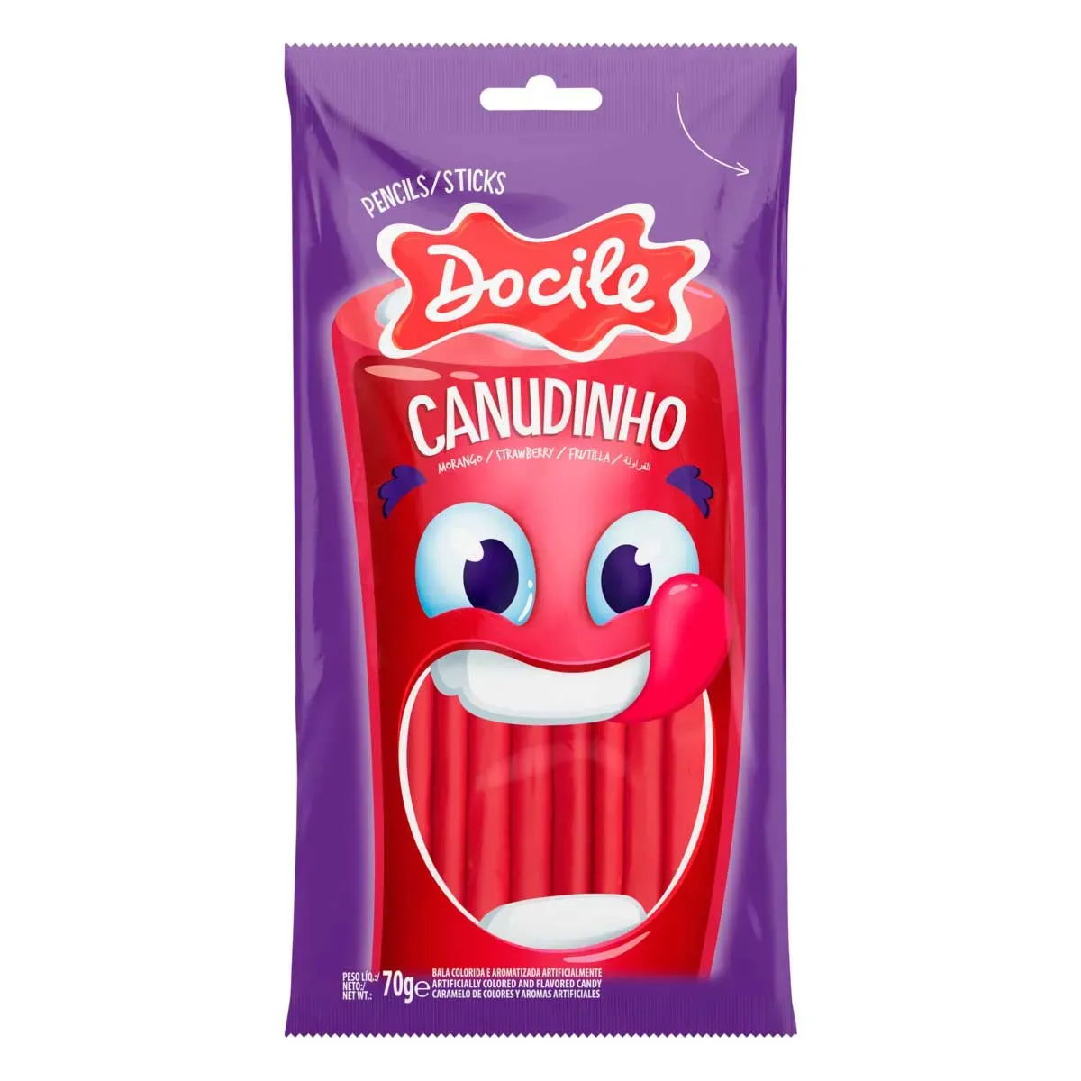 Bala Morango Canudinho Docile 70G