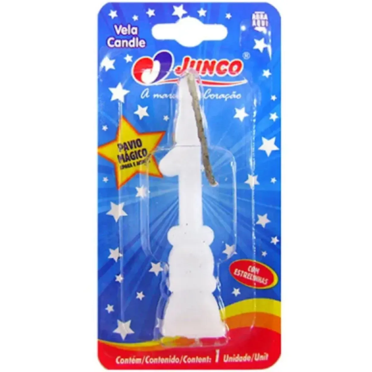 Vela De Aniversário Número 1 Branca Junco UN