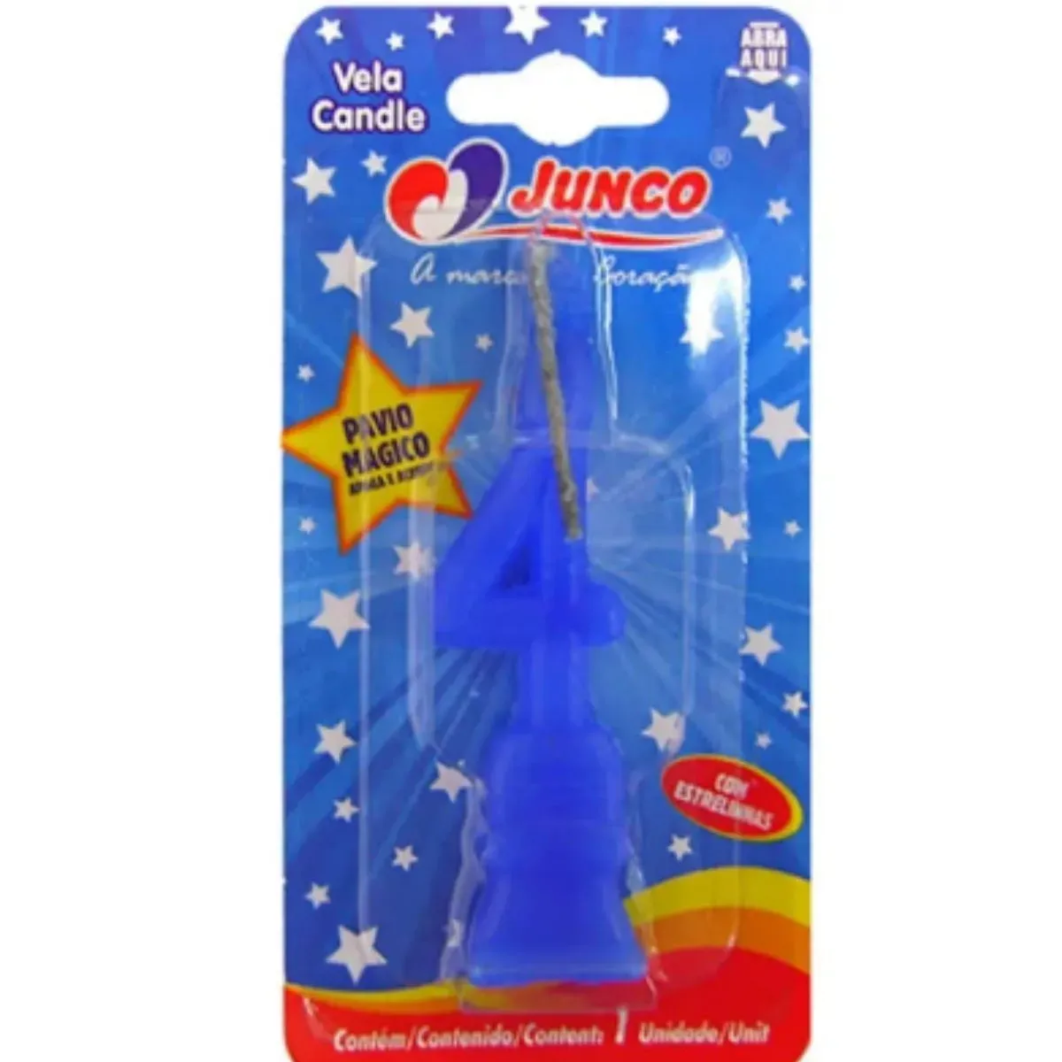 Vela De Aniversário Número 4 Azul Junco UN