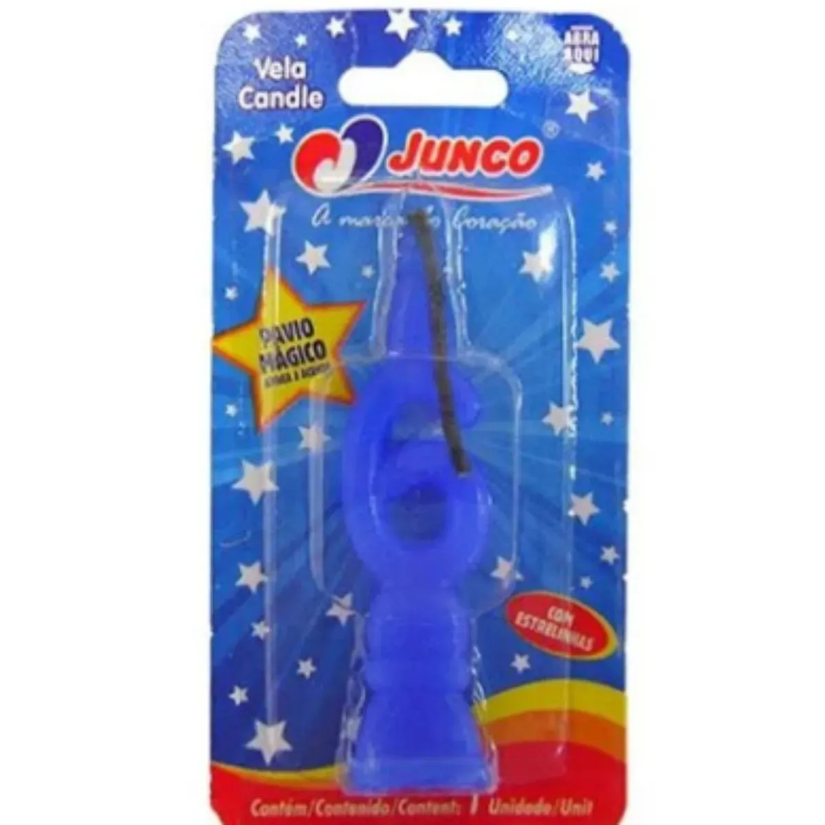 Vela De Aniversário Número 6 Azul Junco UN