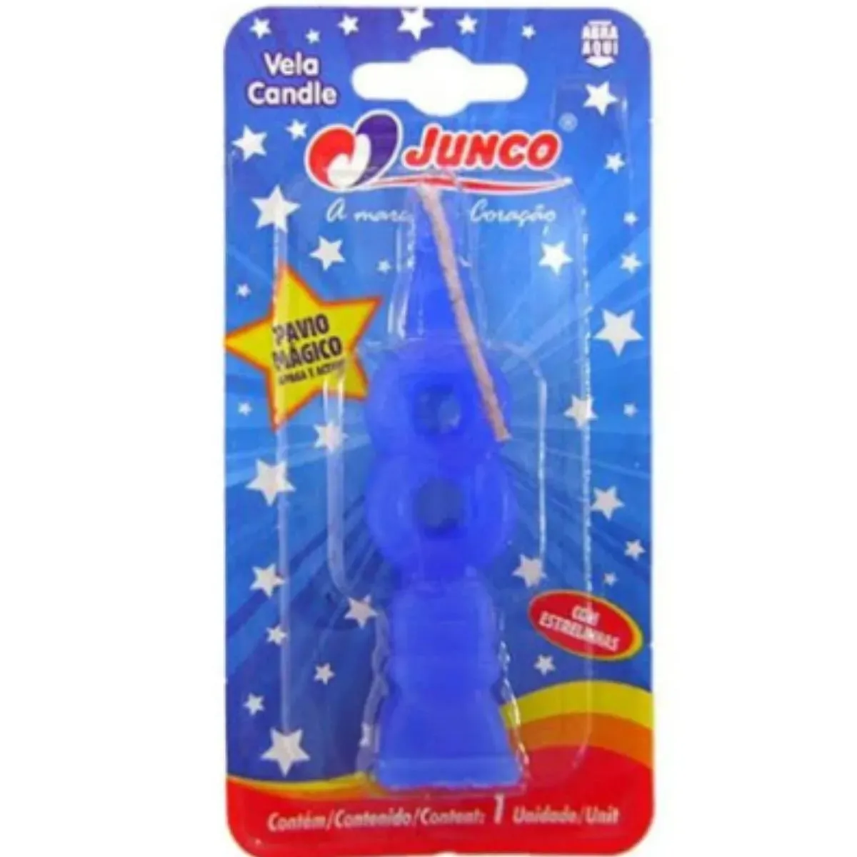 Vela De Aniversário Número 8 Azul Junco UN