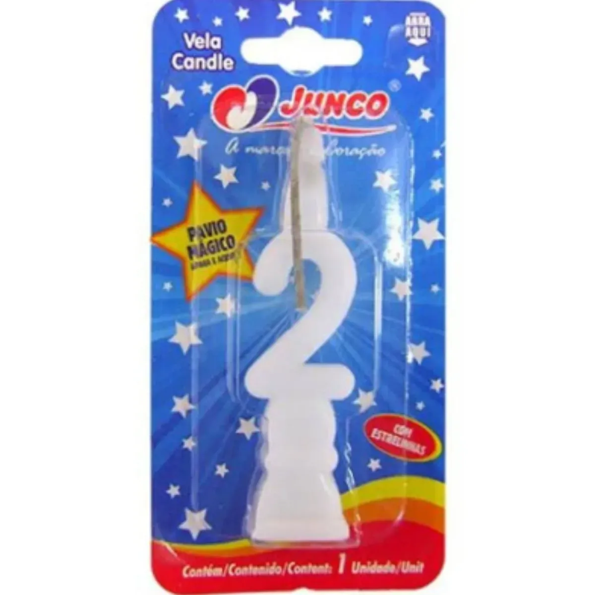 Vela De Aniversário Número 2 Branca Junco UN