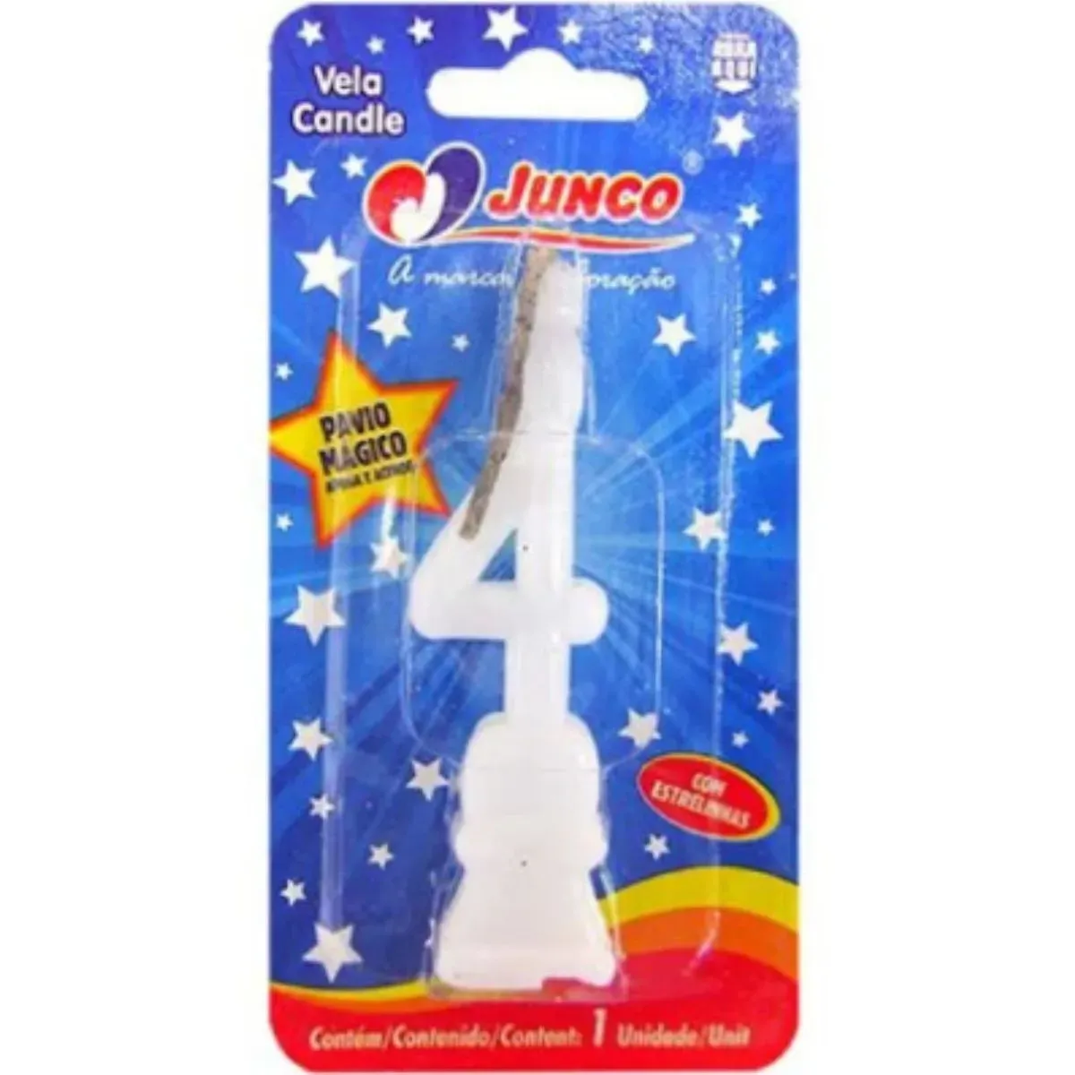 Vela De Aniversário Número 4 Branca Junco UN