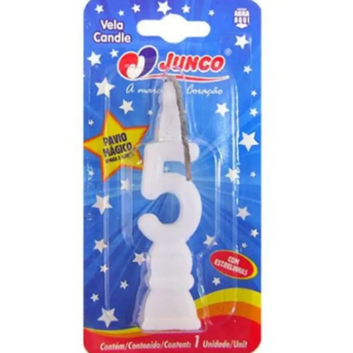Vela De Aniversário Número 5 Branca Junco UN