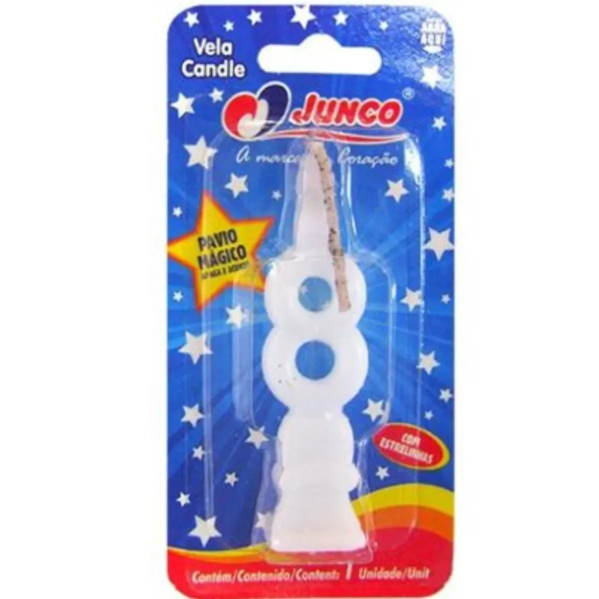 Vela De Aniversário Número 8 Branco Junco UN