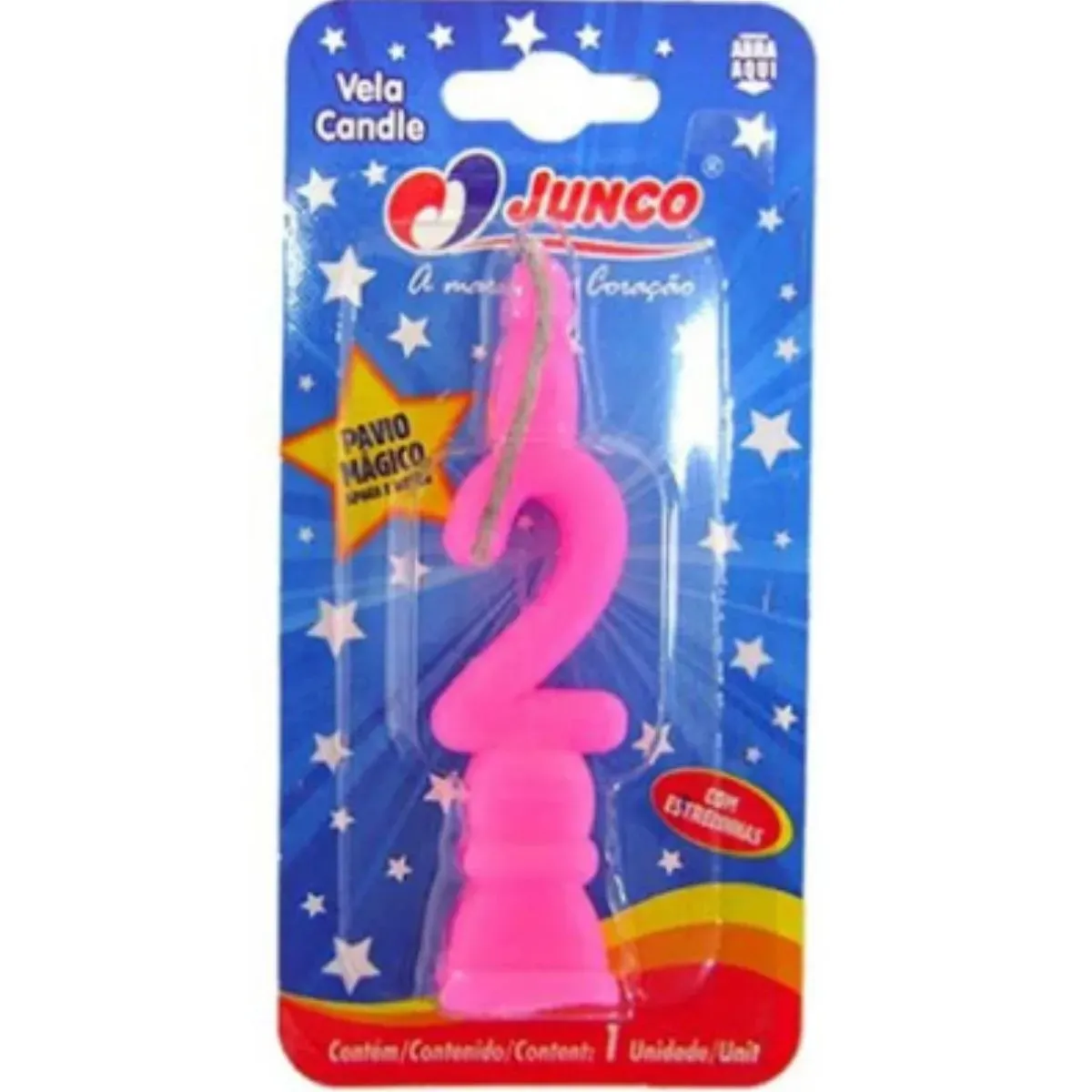Vela De Aniversário Número 2 Rosa Junco UN