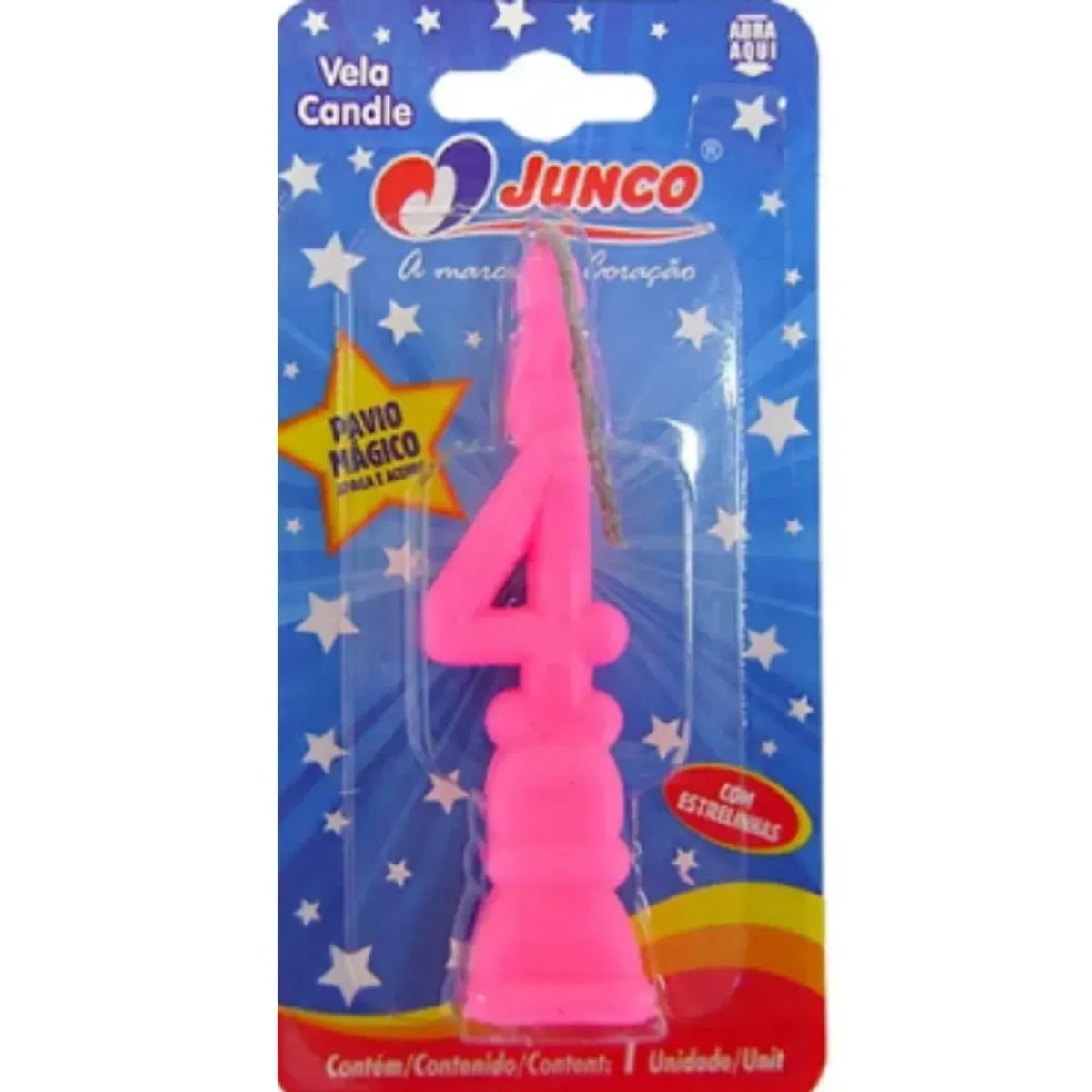 Vela De Aniversário Número 4 Rosa Junco UN